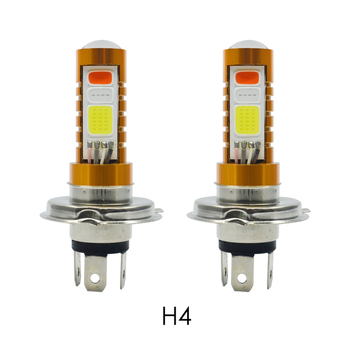 Lampă LED COB tri-coloare pentru mașină, H4/H6, cu cleme duble, 18W, 12V, 360 lm, carcasă din aluminiu