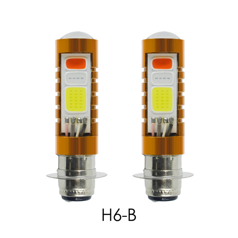 Lampă LED COB tri-coloare pentru mașină, H4/H6, cu cleme duble, 18W, 12V, 360 lm, carcasă din aluminiu