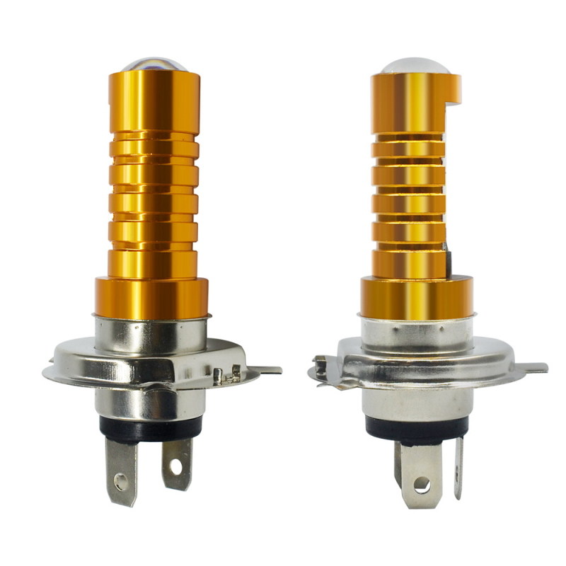 Lampă LED COB tri-coloare pentru mașină, H4/H6, cu cleme duble, 18W, 12V, 360 lm, carcasă din aluminiu