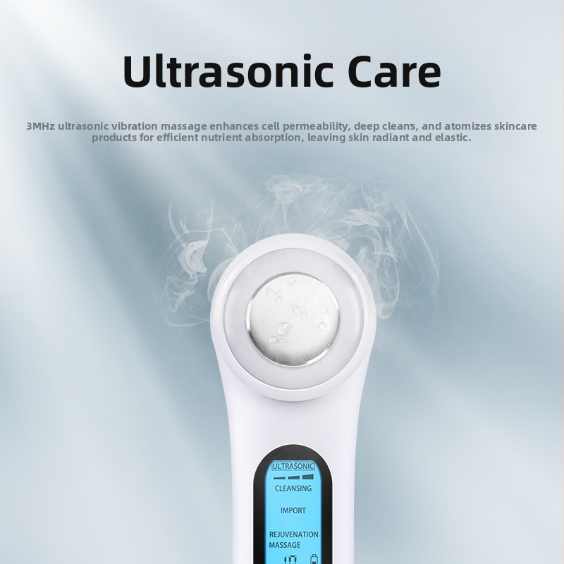 Dispozitiv de rejuvenare a pielii prin foton pentru față, cu infuzie ultrasonică și masaj facial — portabil, pentru uz casnic