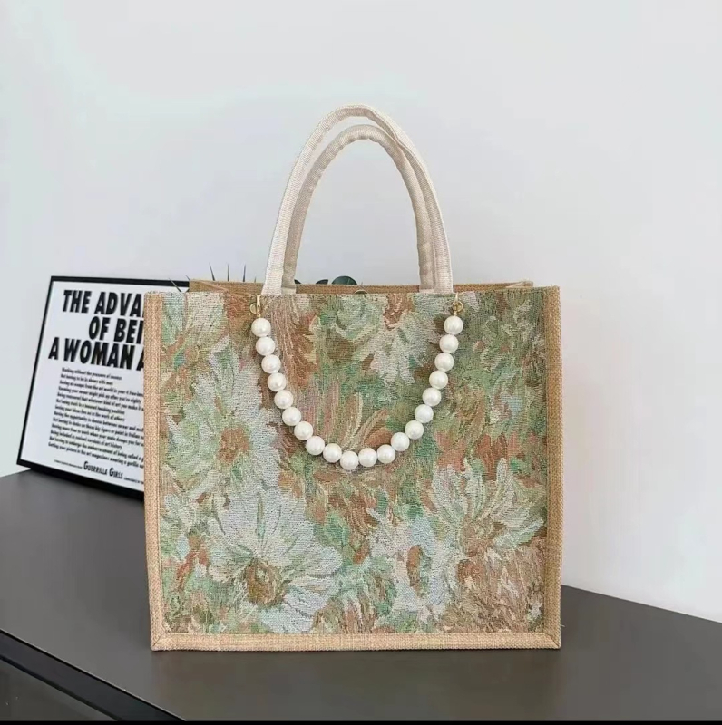 Protkana biserna lančana torba, velika zapremina tote torba, svakodnevna torba za mamu, moderan stil