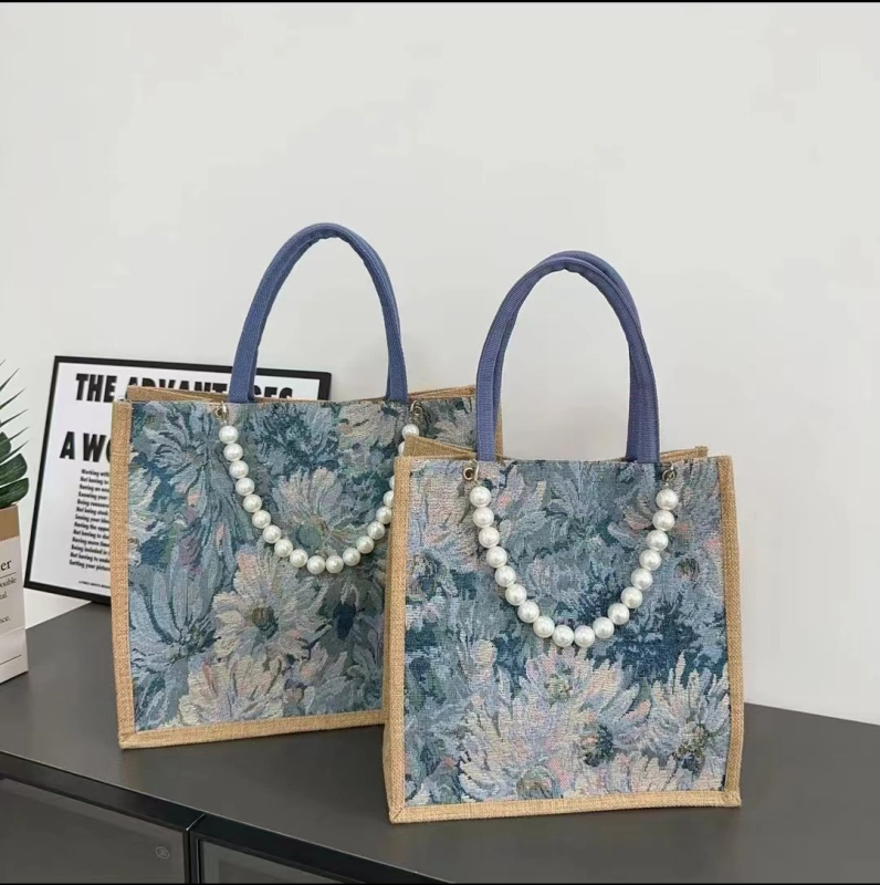 Protkana biserna lančana torba, velika zapremina tote torba, svakodnevna torba za mamu, moderan stil