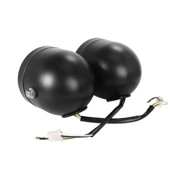 Far frontal pentru motocicletă, design retro CG125, GN universal compatibil, far dublu — corp din metal; 12V; 35W; capac din sticlă