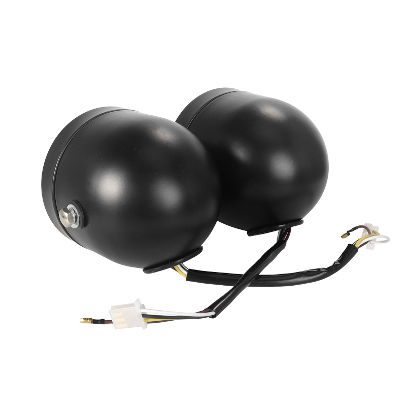 Far frontal pentru motocicletă, design retro CG125, GN universal compatibil, far dublu — corp din metal; 12V; 35W; capac din sticlă