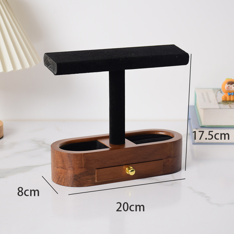 Suport de bijuterii din lemn, suport de birou cu trei etaje pentru brățări și ceasuri, organizator multifuncțional pentru bijuterii, design modern minimalist