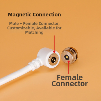 Zero ao 8mm-es szögletes mágneses töltőkábel cserélhető férfi és női csatlakozókkal, N52 Pogopin, nagy áramerősség