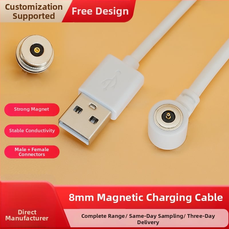 Zero ao 8mm-es szögletes mágneses töltőkábel cserélhető férfi és női csatlakozókkal, N52 Pogopin, nagy áramerősség