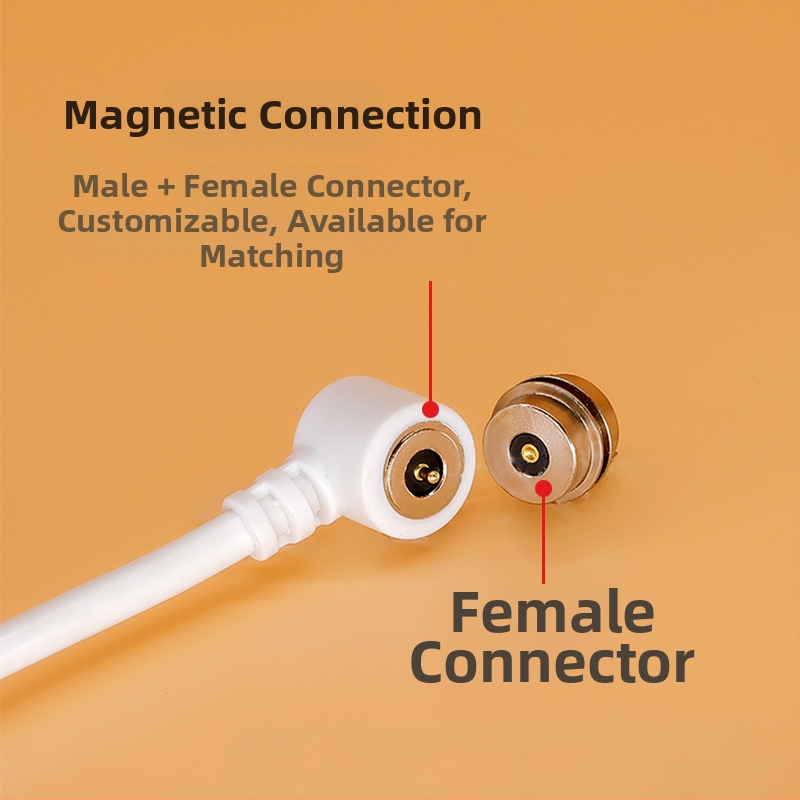 Zero ao 8mm-es szögletes mágneses töltőkábel cserélhető férfi és női csatlakozókkal, N52 Pogopin, nagy áramerősség