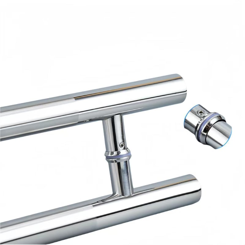 Χειρολαβή πόρτας από ανοξείδωτο ατσάλι με κυκλικό σωλήνα, χωρίς πλαίσιο, φινίρισμα ματ, τοποθέτηση επιφανειακή, μοντέρνος μινιμαλιστικός σχεδιασμός