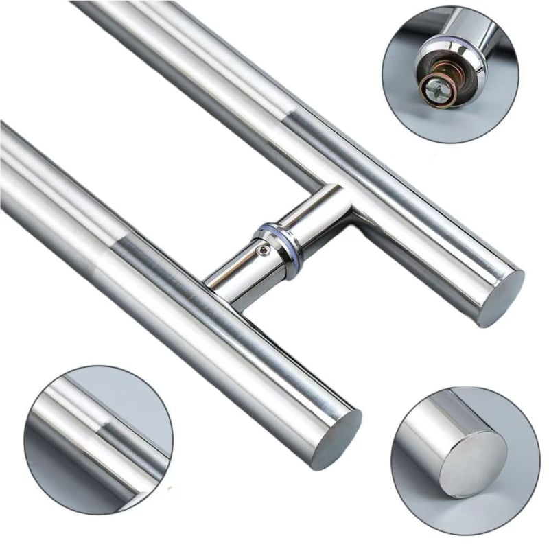 Χειρολαβή πόρτας από ανοξείδωτο ατσάλι με κυκλικό σωλήνα, χωρίς πλαίσιο, φινίρισμα ματ, τοποθέτηση επιφανειακή, μοντέρνος μινιμαλιστικός σχεδιασμός