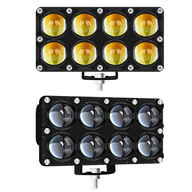 LED prednje svjetlo za električni motocikl, kvadratno, 10 LED, visoko svjetleća leća, modificirano prednje svjetlo, dvobojna bijela i žuta, daljinsko i blisko svjetlo