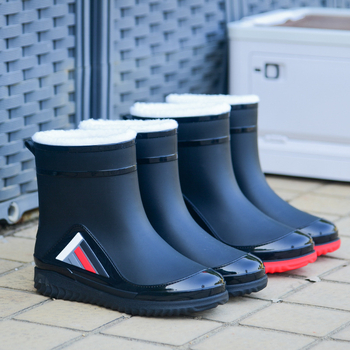 Cizme de ploaie unisex din PVC, până la gambe, impermeabile, antiderapante, cu căptușeală fleece