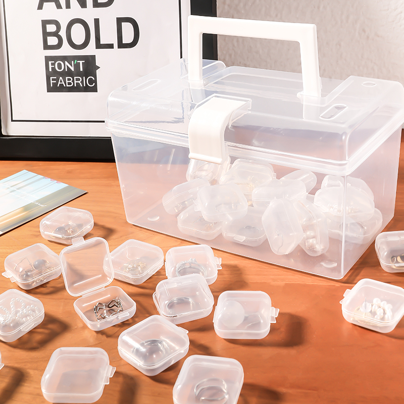 Cutie pentru bijuterii din plastic, multifuncțională, pentru utilizare pe birou și călătorii, cu un singur strat