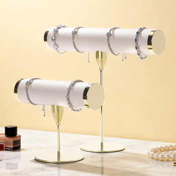 Suport pentru brățări, formă T, din piele, carcasă metalică, execuție prin îmbinare