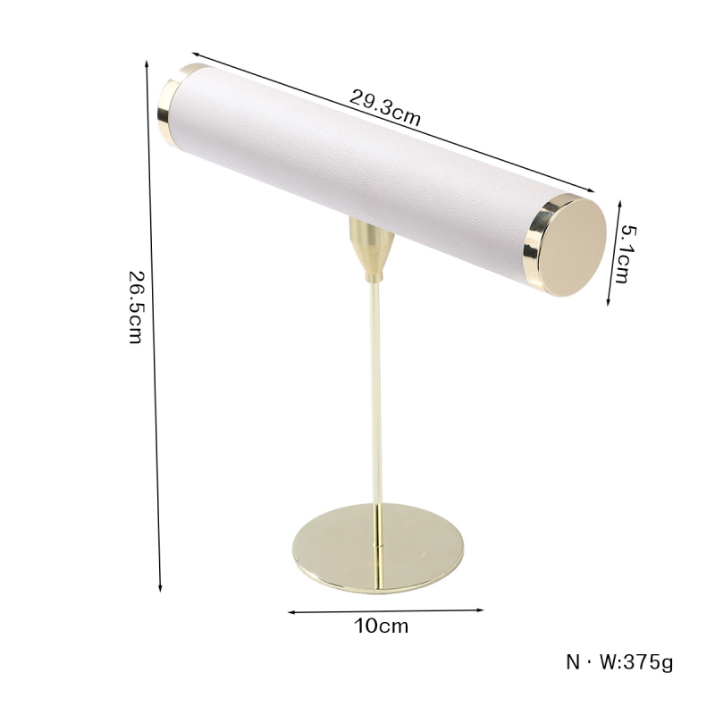 Suport pentru brățări, formă T, din piele, carcasă metalică, execuție prin îmbinare