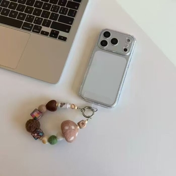 Lanț pentru telefon cu pandantiv din lână felțuită în formă de ciupercă, lucrat manual, toamna 2025, trend personalizat