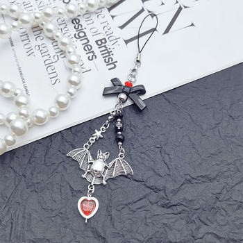 Lanț pentru telefon cu pandantiv: pandantiv gotic cu liliac pentru Halloween; model: fluture/libelulă/insectă; material: aliaj; stil: vânt dulce răcoros; clasificare stil: tendință personală