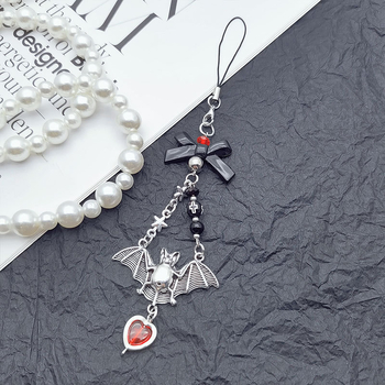 Lanț pentru telefon cu pandantiv: pandantiv gotic cu liliac pentru Halloween; model: fluture/libelulă/insectă; material: aliaj; stil: vânt dulce răcoros; clasificare stil: tendință personală