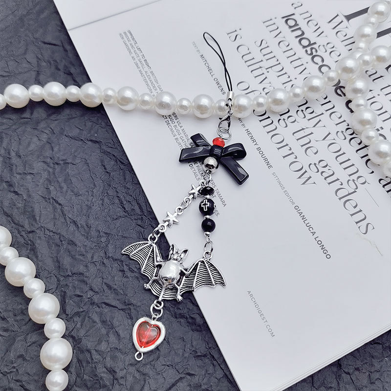 Lanț pentru telefon cu pandantiv: pandantiv gotic cu liliac pentru Halloween; model: fluture/libelulă/insectă; material: aliaj; stil: vânt dulce răcoros; clasificare stil: tendință personală