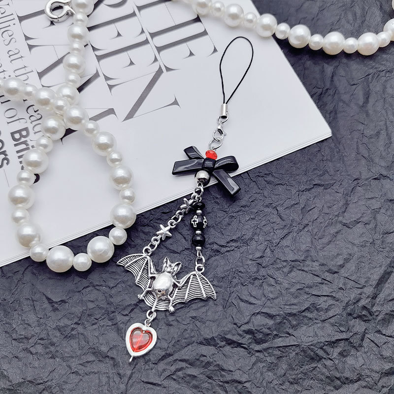 Lanț pentru telefon cu pandantiv: pandantiv gotic cu liliac pentru Halloween; model: fluture/libelulă/insectă; material: aliaj; stil: vânt dulce răcoros; clasificare stil: tendință personală