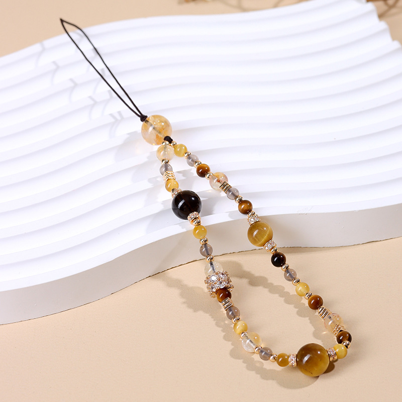 Lanț pentru telefon cu mărgele de cristal, realizat manual; model: stele, soare și lună, nori, univers; stil: design original, pandantiv-cheie