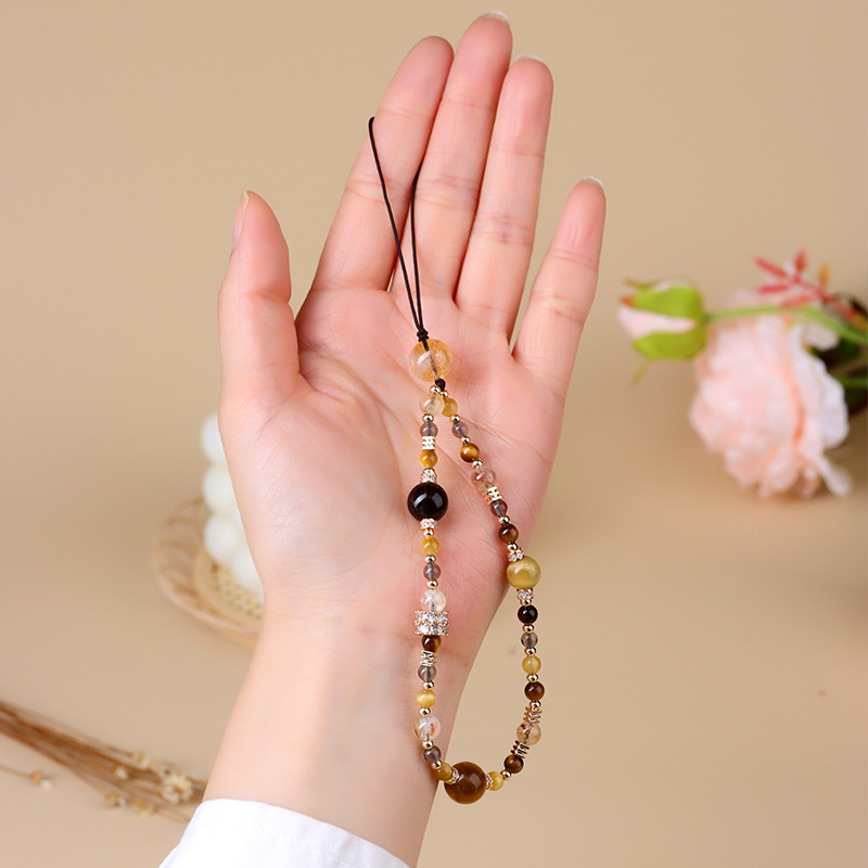 Lanț pentru telefon cu mărgele de cristal, realizat manual; model: stele, soare și lună, nori, univers; stil: design original, pandantiv-cheie