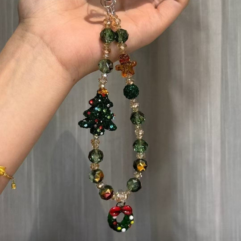 Pandantiv pentru telefon mobil – design cu coroană de Crăciun, cristale și diamante; unisex, formă de desen animat, decorativ, ambalat individual