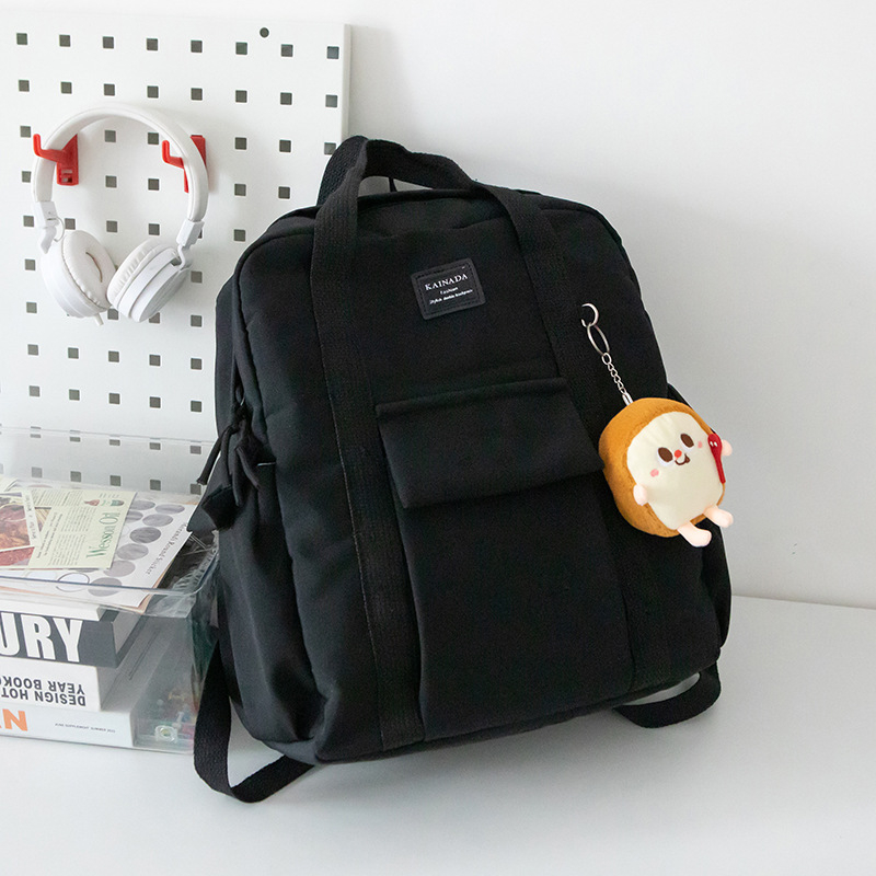 Ruksak za učenike, korejskog stila, jednobojan, najlon, 20–35 L, za 14-inčni laptop, prozračne naramenice