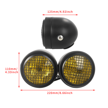 Motorkerékpár fényszóró – retro módosítás, dupla világítás előtti rács, Harley stílus, H4 izzó, 12V, IP68