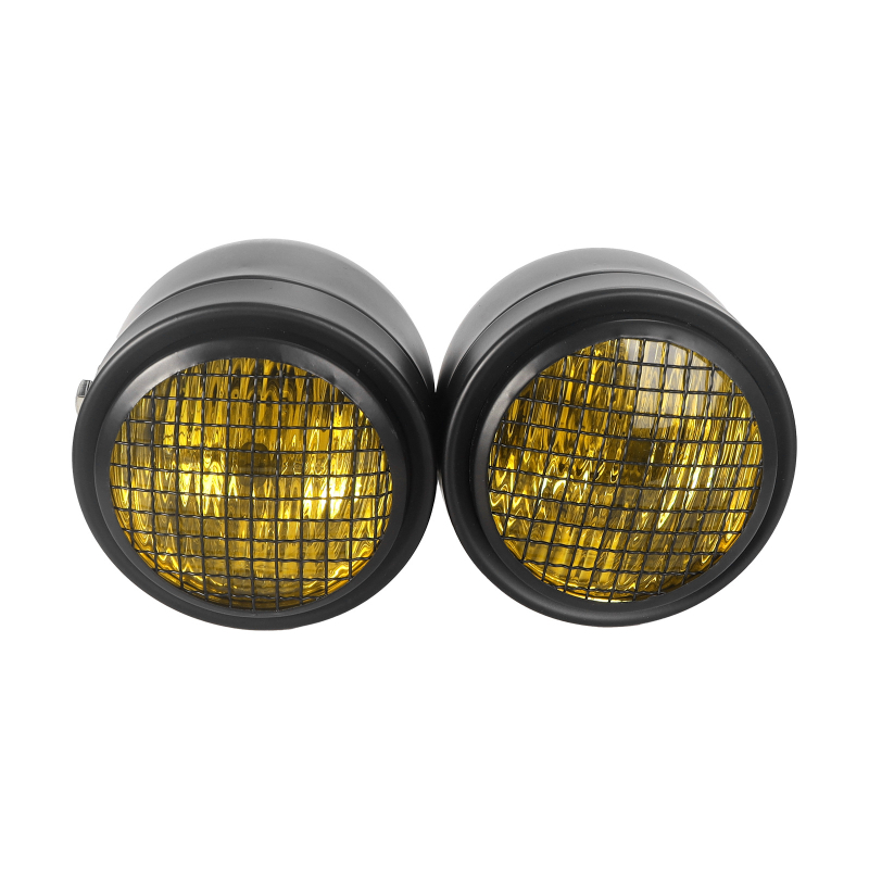 Motorkerékpár fényszóró – retro módosítás, dupla világítás előtti rács, Harley stílus, H4 izzó, 12V, IP68