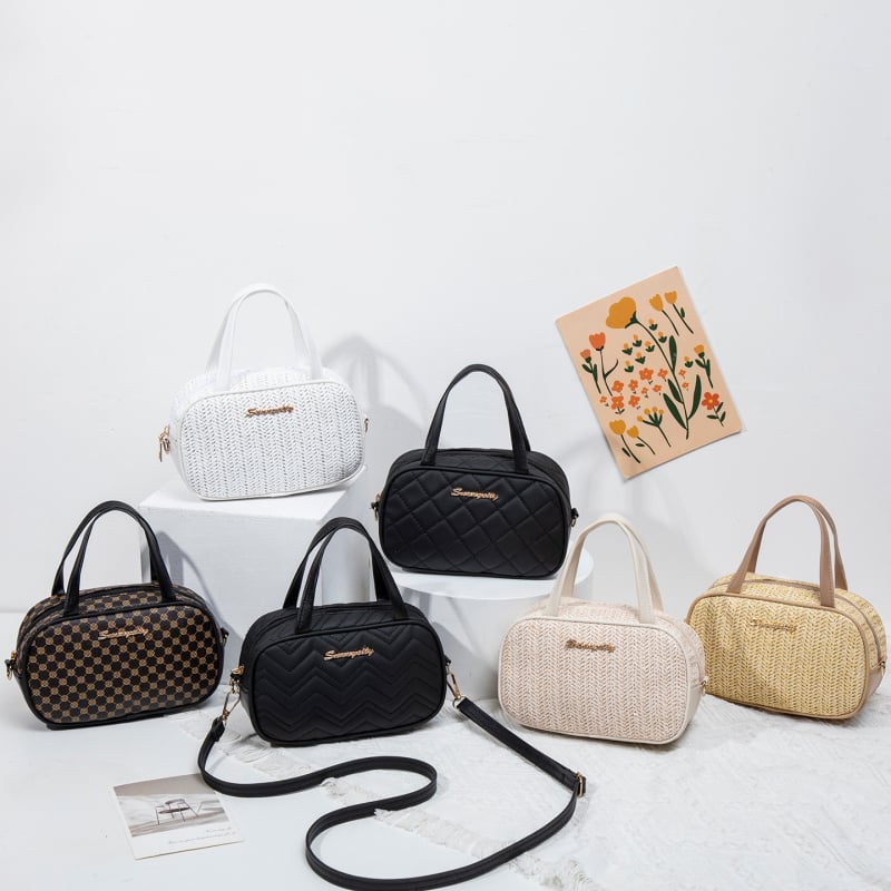 Ženska crossbody torba od slame, ovalni oblik, zatvarač, poliester podstava, džep za dokumente, gradski jednostavan stil