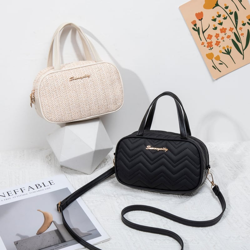 Ženska crossbody torba od slame, ovalni oblik, zatvarač, poliester podstava, džep za dokumente, gradski jednostavan stil