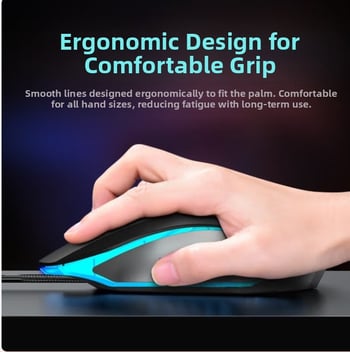 GM130 гейминг мишка, проводна USB връзка, 1600dpi, 4 бутона, ергономична