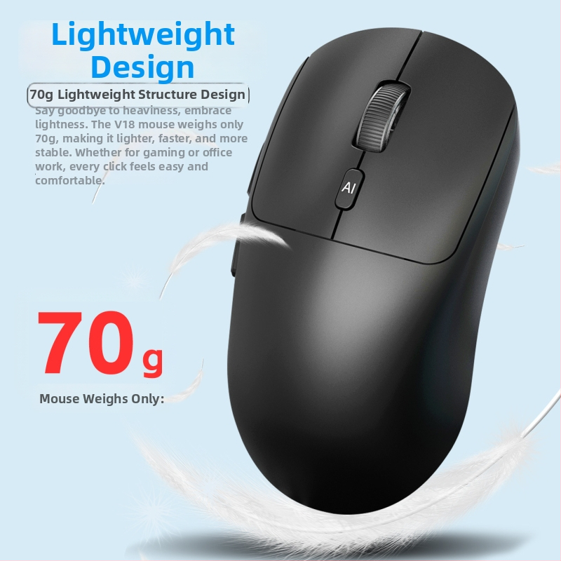 Bezdrôtová AI hlasová myš V18 – preklad hlasu a AI asistent (2.4G+Bluetooth, 3500dpi, 3 tlačidlá, USB, dosah 10 m)