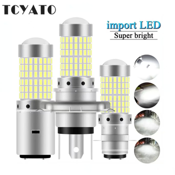 Tcyato H4 P15D Ba20D крушка за мотоциклетен фар, 144 SMD, супер ярка бяла светлина, 12V LED