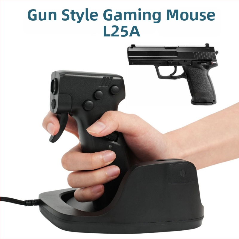 Жична пистолетоподобна гейминг мишка с FPS хват, 6 бутона, DPI 400–4000, USB, кабел 180 см