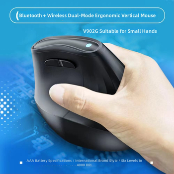 Vertikálna ergonomická optická myš – dvojmodový USB/Bluetooth bezdrôtový, 4000 DPI, 6 tlačidiel, model V902