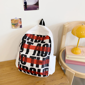 Unisex ranac od najlona s natpisom slova, prozračan i lagan, zakrivljene naramenice