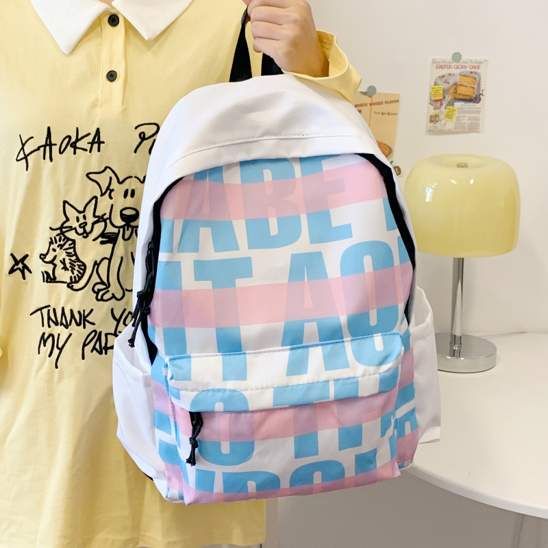 Unisex ranac od najlona s natpisom slova, prozračan i lagan, zakrivljene naramenice