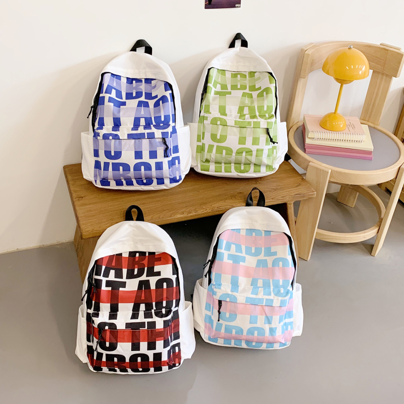 Unisex ranac od najlona s natpisom slova, prozračan i lagan, zakrivljene naramenice