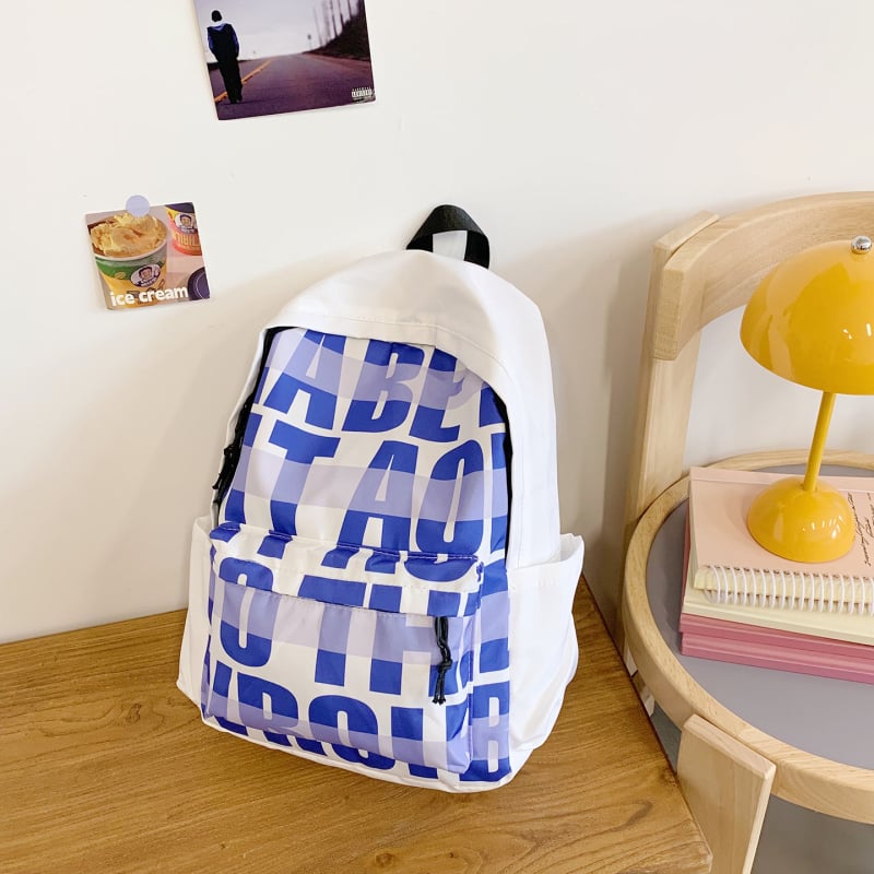 Unisex ranac od najlona s natpisom slova, prozračan i lagan, zakrivljene naramenice