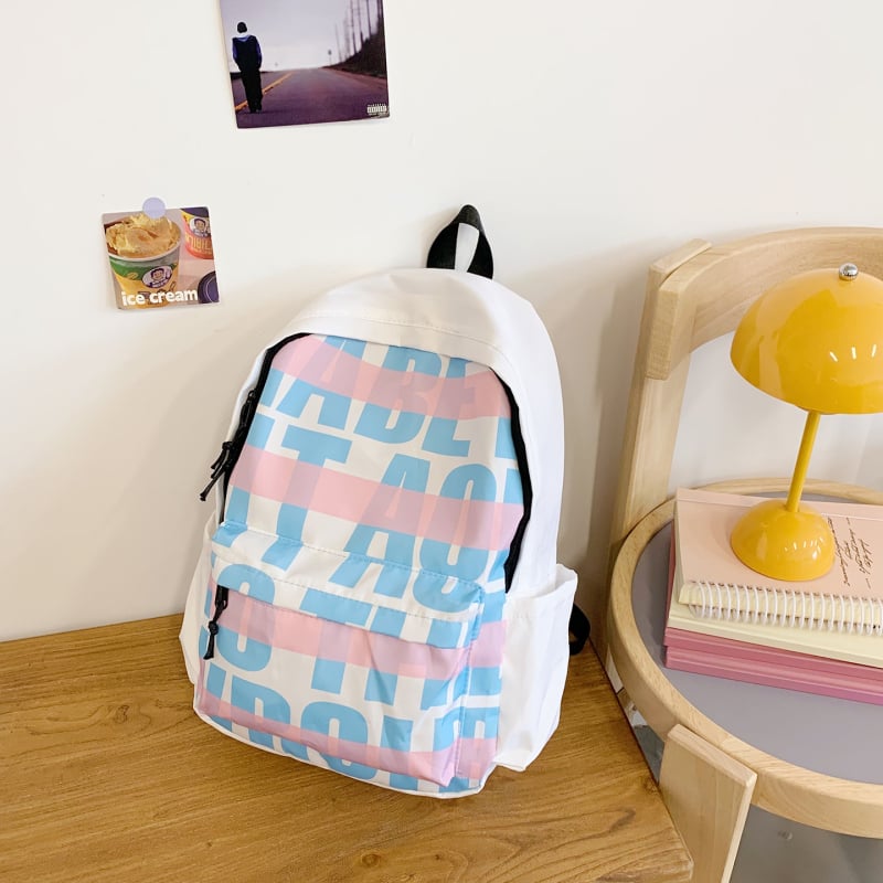 Unisex ranac od najlona s natpisom slova, prozračan i lagan, zakrivljene naramenice