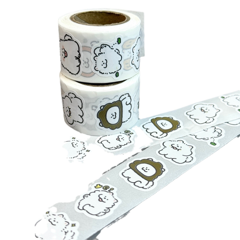 Crtić psi naljepnice u roli za planere – papir, prilagodljivo tiskanje, DIY etikete, bez logotipa