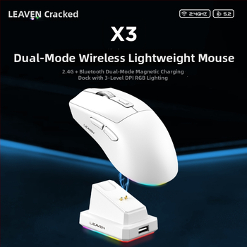 Crack X3 Bluetooth bezdrôtová myš s dvojitým režimom a nabíjacou podložkou, ľahká pre notebooky, gaming a esports