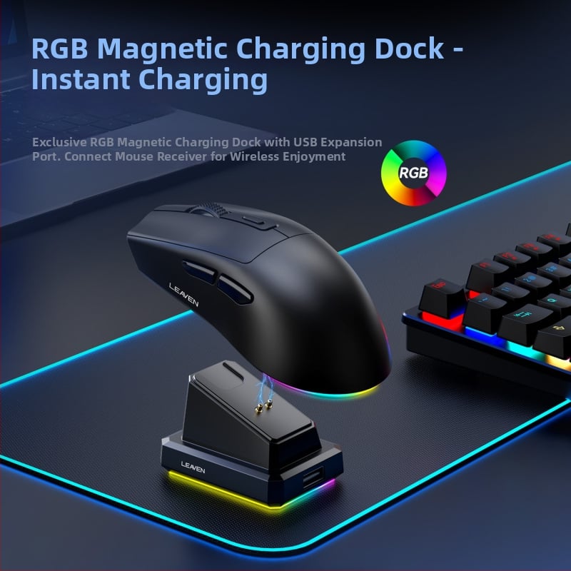 Crack X3 Bluetooth bezdrôtová myš s dvojitým režimom a nabíjacou podložkou, ľahká pre notebooky, gaming a esports