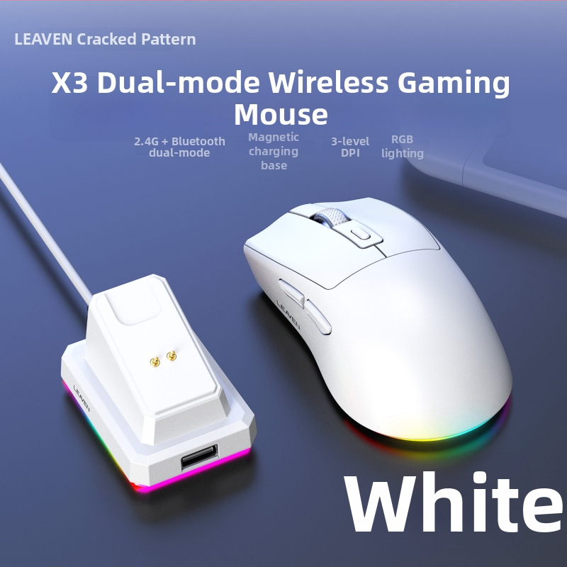 Crack X3 Bluetooth bezdrôtová myš s dvojitým režimom a nabíjacou podložkou, ľahká pre notebooky, gaming a esports