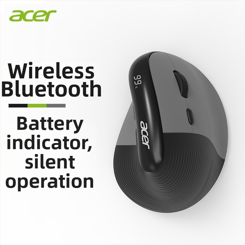Acer Bezdrôtová Bluetooth vertikálna ergonomická myš, 7 tlačid, tichý chod, dosah 10 m, dobíjateľná batéria