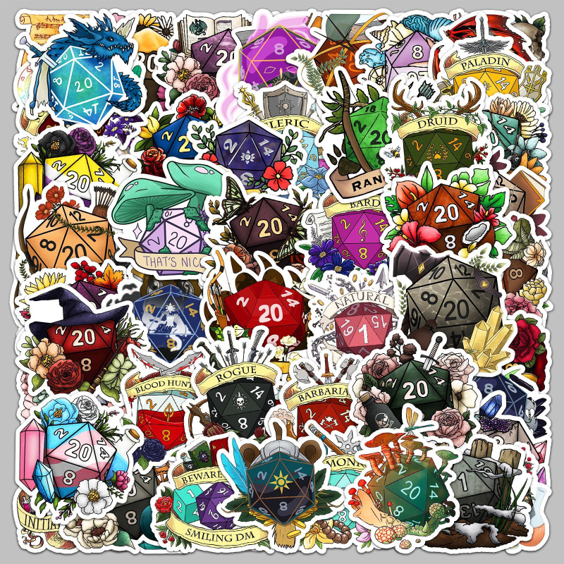 Manqian set de etichete cu zaruri – stil retro, impermeabil, imprimare offset, 30 g; pentru huse de telefon și agende