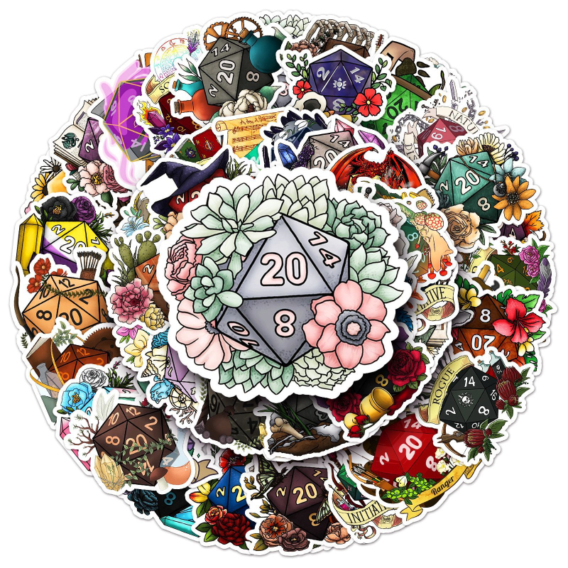 Manqian set de etichete cu zaruri – stil retro, impermeabil, imprimare offset, 30 g; pentru huse de telefon și agende