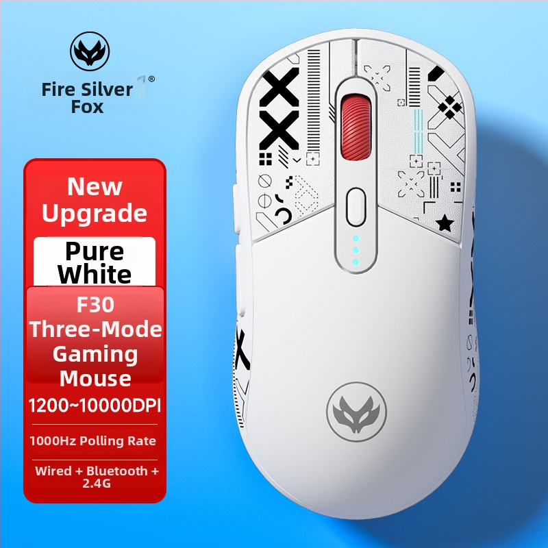 Hot Silver Fox fotoelektrická myš – USB rozhranie, 10000 DPI, 6 tlačidiel, kábel + 2.4G bezdrôtová, nabíjateľná